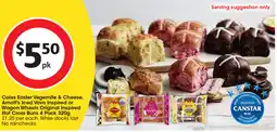 Coles Coles Easter Vegemite & Cheese, Arnott's Iced Vovo Inspired or Wagon Wheels Original Inspired Hot Cross Buns offer