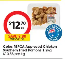 Coles Coles RSPCA Approved Chicken Southern Fried Portions offer