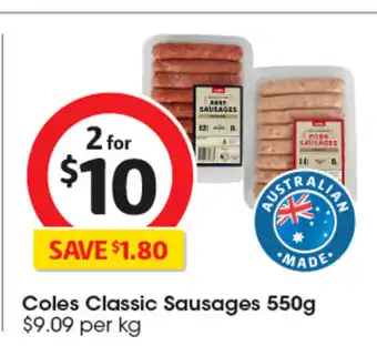 Coles Coles Classic Sausages offer