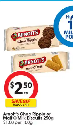 Coles Arnott's Choc Ripple or Malt'O'Milk Biscuits offer