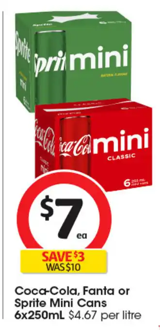 Coles Coca-Cola, Fanta or Sprite Mini Cans offer