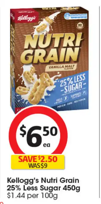 Coles Kellogg's Nutri Grain 25% Less Sugar offer