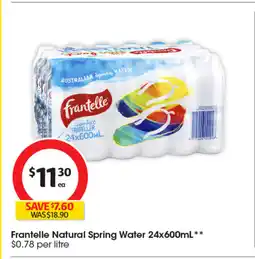 Coles Frantelle Natural Spring Water offer