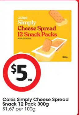 Coles Coles Simply Cheese Spread Snack offer