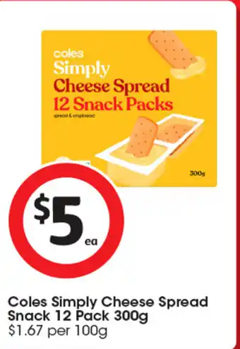 Coles Coles Simply Cheese Spread Snack offer