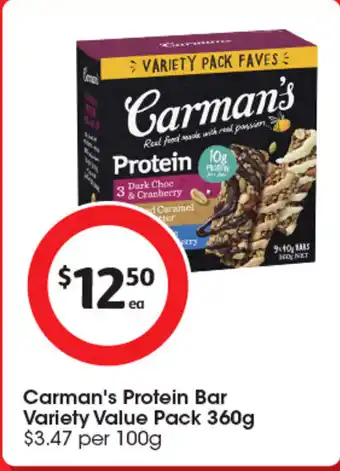 Coles Carman's Protein Bar Variety Value Pack offer