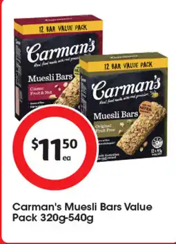 Coles Carman's Muesli Bars Value Pack offer