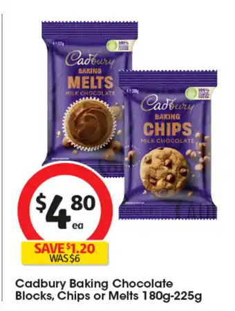 Coles Cadbury Baking Chocolate Blocks, Chips or Melts offer