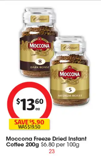 Coles Moccona Freeze Dried Instant Coffee offer