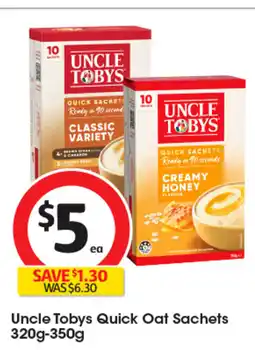 Coles Uncle Tobys Quick Oat Sachets 320g-350g offer