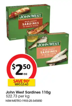 Coles John West Sardines offer