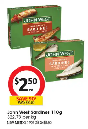 Coles John West Sardines offer