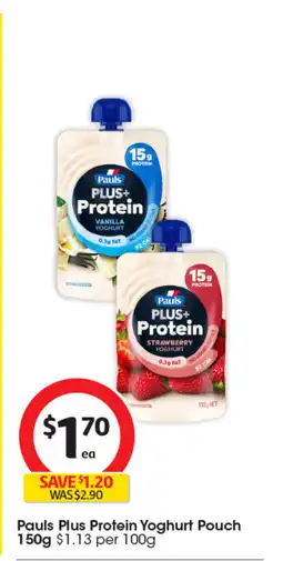 Coles Pauls Plus Protein Yoghurt Pouch offer