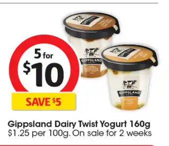 Coles Gippsland Dairy Twist Yogurt offer