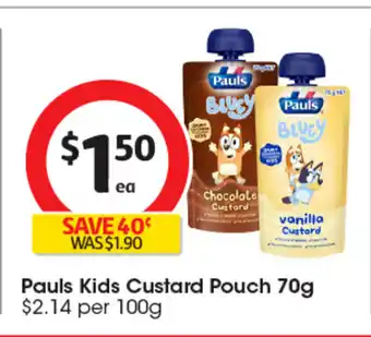 Coles Pauls Kids Custard Pouch offer