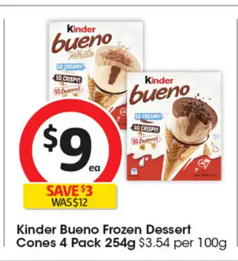 Coles Kinder Bueno Frozen Dessert Cones offer