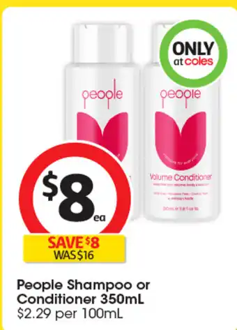 Coles People Shampoo or Conditioner offer