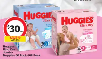 Coles Huggies Ultra Dry Jumbo Nappies offer