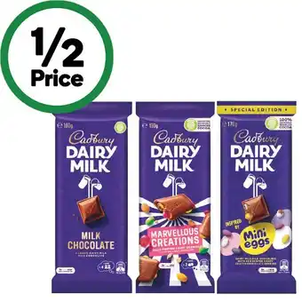 Woolworths Cadbury Dairy Milk, Bubbly or Marvellous Creations Block 150-190g offer