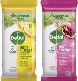 Coles Dettol Multipurpose Disinfectant Wipes 110 Pack offer