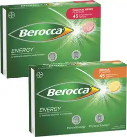 Coles Berocca Energy Effervescent Tablets 45 Pack^ offer