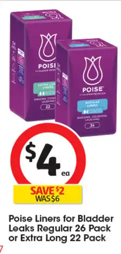 Coles Poise Liners for Bladder Leaks Regular offer