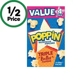 Woolworths Poppin Microwave Popcorn 400g Pk 4 offer