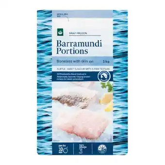 Woolworths Woolworths Frozen Barramundi 1 kg – From the Seafood Freezer offer