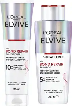 Coles L'Oréal Elvive Bond Repair Shampoo 200mL or Conditioner 150mL offer