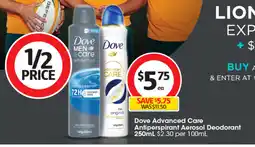 Coles Dove Advanced Care Antiperspirant Aerosol Deodorant offer