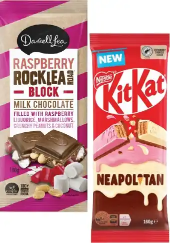 Coles Nestlé Block Chocolate 118g-180g or Darrell Lea Block Chocolate 160g-180g offer