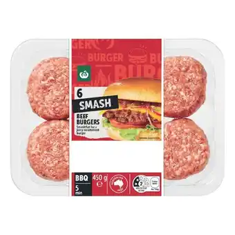 Woolworths Woolworths Australian Beef Smash Burgers 450g Pk 6 offer