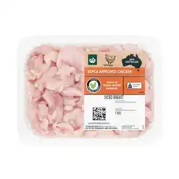 Woolworths Australian Fresh RSPCA Approved Diced Chicken Breast 1 kg – From the Meat Dept offer