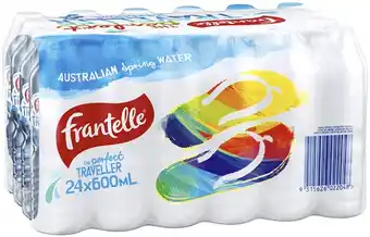 Coles Frantelle Natural Spring Water 24x600mL offer