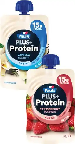 Coles Pauls Plus Protein Yoghurt Pouch 150g offer