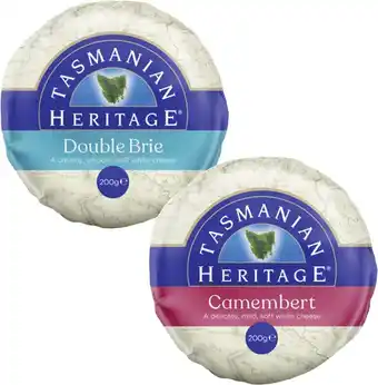 Coles Tasmanian Heritage Double Cream Brie or Camembert 200g offer