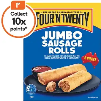 Woolworths Four’N Twenty Jumbo Sausage Rolls 700g Pk 6 – From the Freezer offer