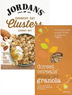 Coles Jordans Granola or Oat Clusters 500g-750g or Dorset Granola or Muesli 450g offer