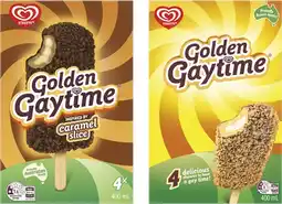 Coles Streets Golden Gaytime Sticks 4 Pack 400mL offer