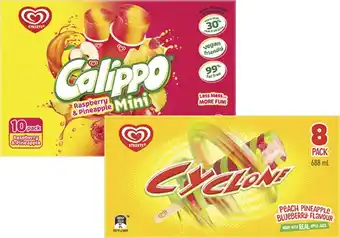 Coles Streets Calippo or Cyclone 8 Pack-10 Pack 575mL-688mL offer