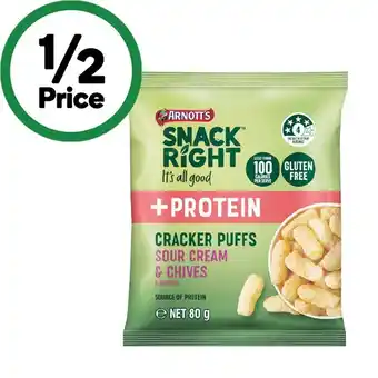 Woolworths Arnott’s Snack Right + Protein Cracker Puffs 80g – From the Health Food Aisle offer