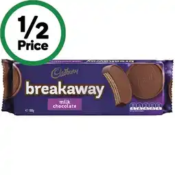 Woolworths Cadbury Breakaway Milk Chocolate Biscuits 180g offer