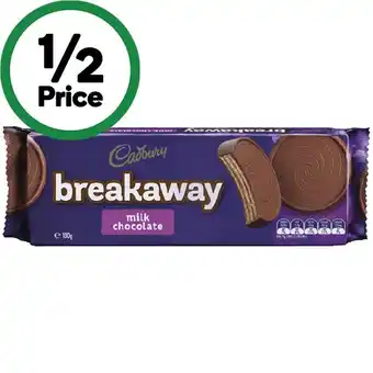 Woolworths Cadbury Breakaway Milk Chocolate Biscuits 180g offer