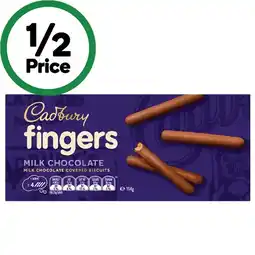 Woolworths Cadbury Fingers Milk Chocolate Biscuits 114g offer