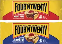 Coles Four'N Twenty Traditional Meat Pies 4 Pack 700g offer