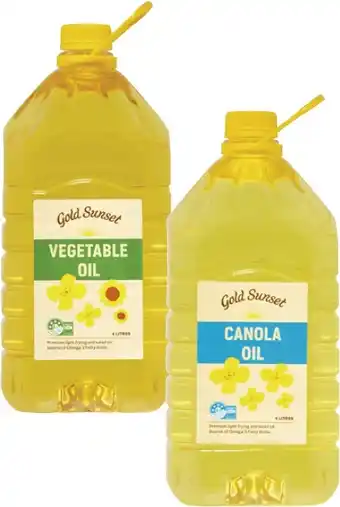 Coles Gold Sunset Canola or Vegetable Oil 4 Litre offer