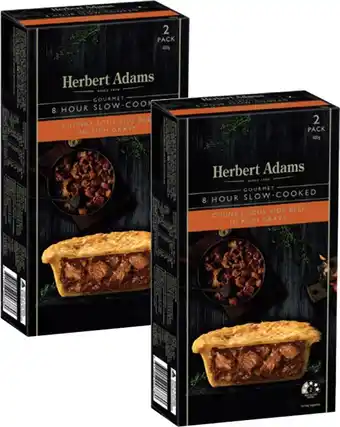 Coles Herbert Adams Slow Cooked Beef Pies 2 Pack 400g-420g offer