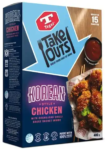 Coles Tegel Take Outs Korean Style Chicken Chunks 400g offer