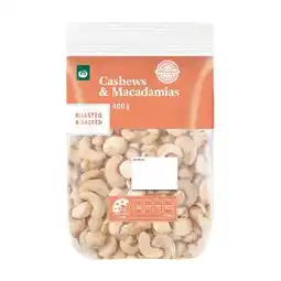 Woolworths Woolworths Cashew & Macadamia Roasted & Salted 400g Pack offer