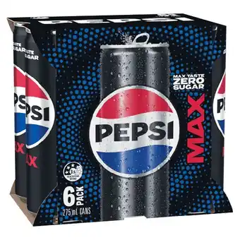 Woolworths Pepsi Max, Schweppes Lemonade, Solo or Sunkist 6 x 275ml offer